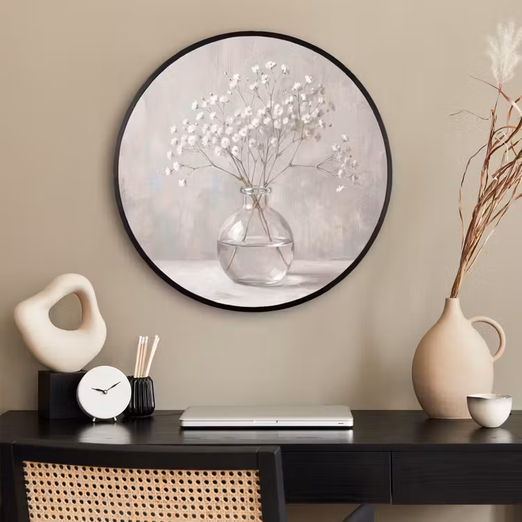 Ronde fotolijst - Gipskruid - Vaas - Wit — 2
