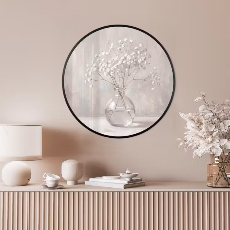 Ronde fotolijst - Gipskruid - Vaas - Wit — 4