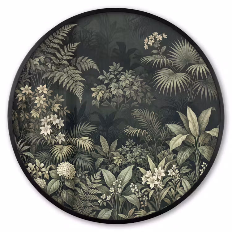 Ronde fotolijst - Jungle - Bladeren - Botanisch - Groen — 1