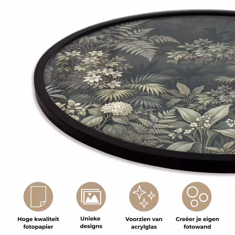 Ronde fotolijst - Jungle - Bladeren - Botanisch - Groen — 5