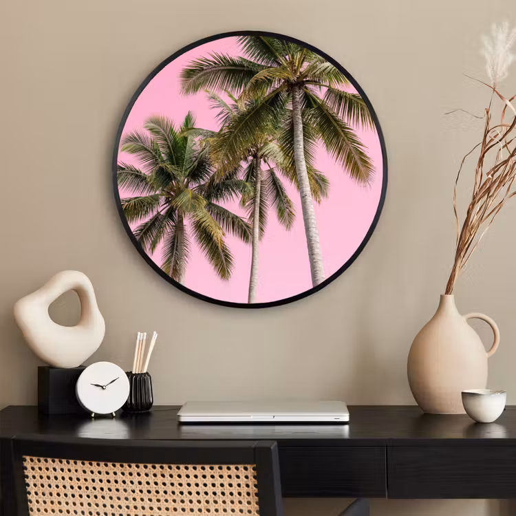 Ronde fotolijst - Palmboom - Tropisch - Pink — 2
