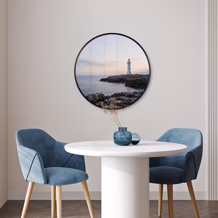 Ronde fotolijst - Rotsen - Vuurtoren - Wit — 3