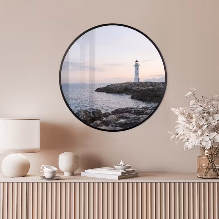 Ronde fotolijst - Rotsen - Vuurtoren - Wit — 4
