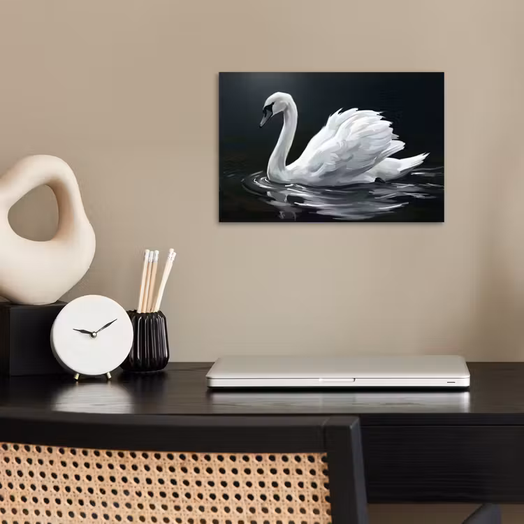 Poster - Zwaan - Water - Natuur - Realistisch - Wit — 2