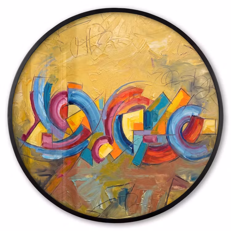 Ronde fotolijst - Abstract - Cirkels - Schilderij - Kleurrijk - Dynamisch — 1