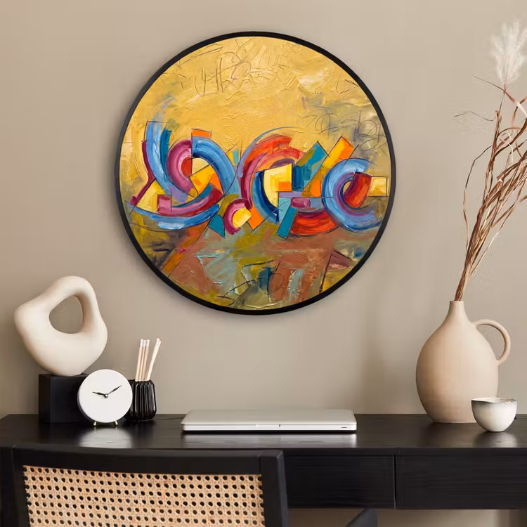 Ronde fotolijst - Abstract - Cirkels - Schilderij - Kleurrijk - Dynamisch — 2