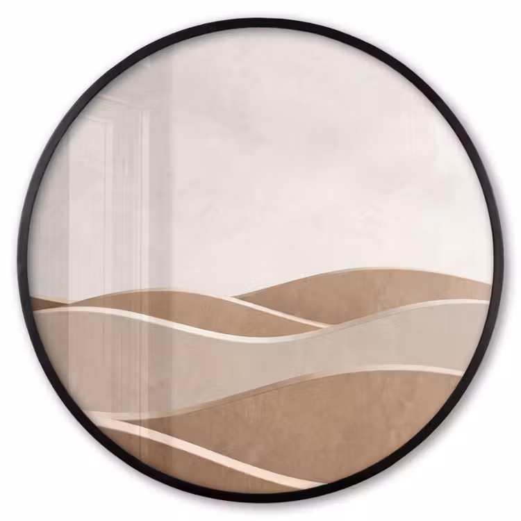 Ronde fotolijst - Abstract - Golven - Modern - Beige — 1