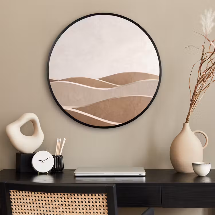 Ronde fotolijst - Abstract - Golven - Modern - Beige — 2