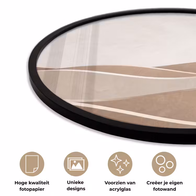 Ronde fotolijst - Abstract - Golven - Modern - Beige — 5