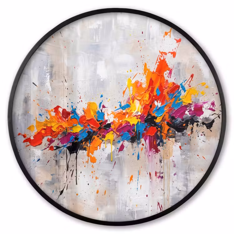 Ronde fotolijst - Abstract - Schilderij - Kleurrijk - Dynamisch — 1