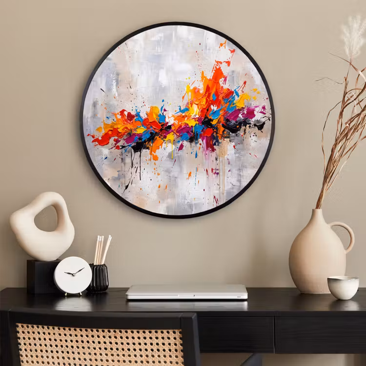 Ronde fotolijst - Abstract - Schilderij - Kleurrijk - Dynamisch — 2