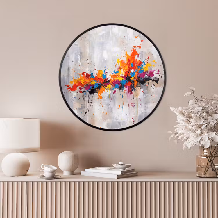 Ronde fotolijst - Abstract - Schilderij - Kleurrijk - Dynamisch — 4