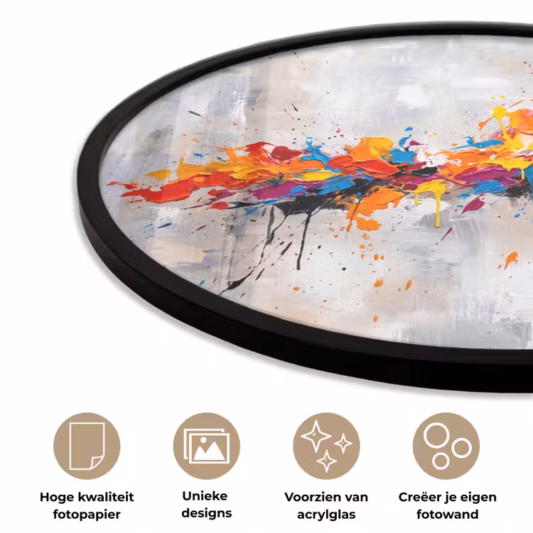 Ronde fotolijst - Abstract - Schilderij - Kleurrijk - Dynamisch — 5