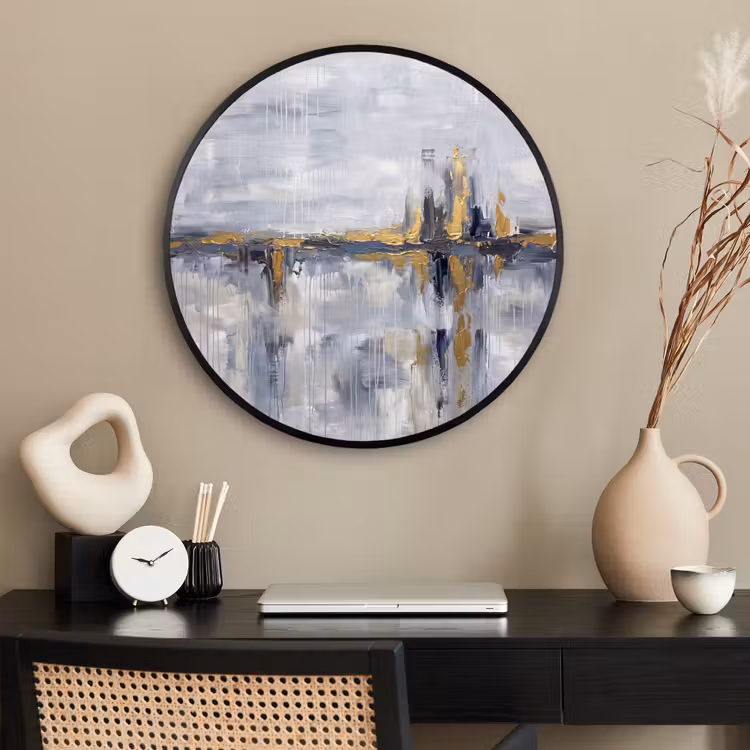 Ronde fotolijst - Abstract - Structuur - Goud - Grijs - Modern — 2