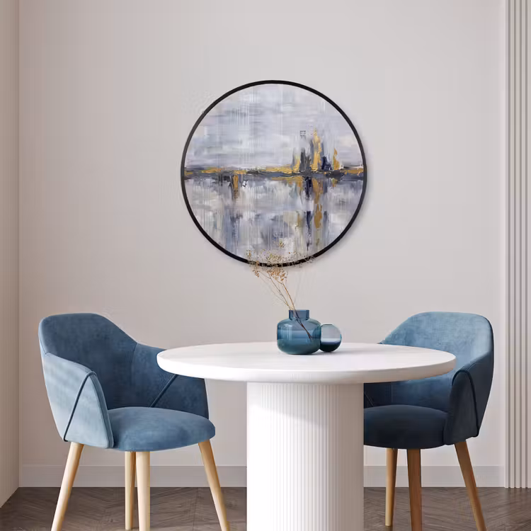 Ronde fotolijst - Abstract - Structuur - Goud - Grijs - Modern — 3