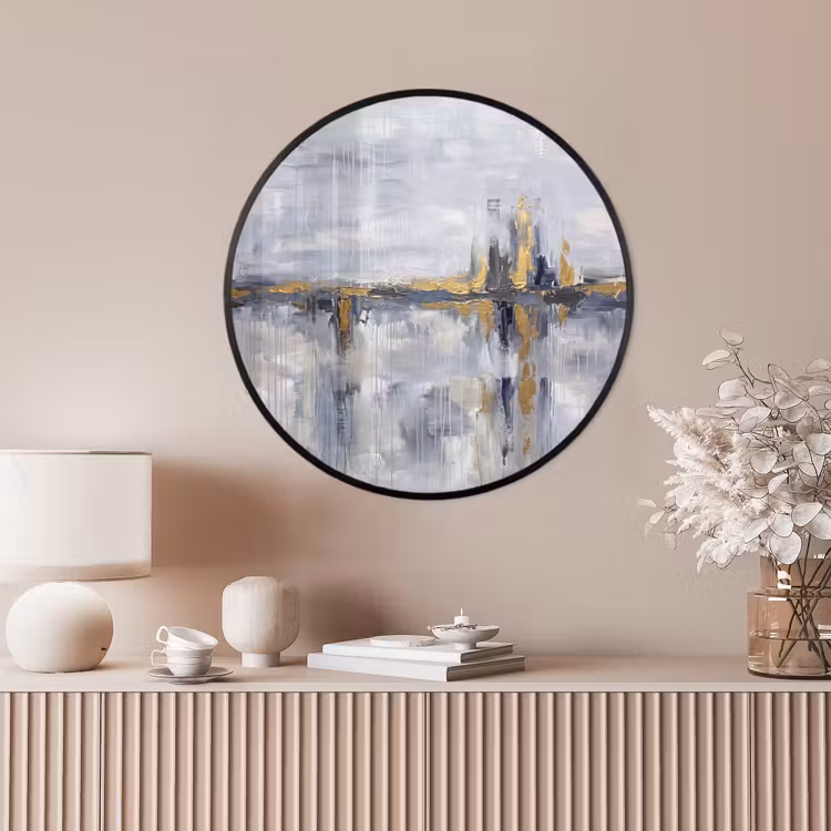 Ronde fotolijst - Abstract - Structuur - Goud - Grijs - Modern — 4
