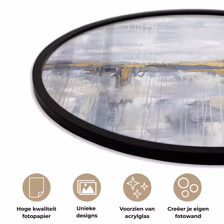 Ronde fotolijst - Abstract - Structuur - Goud - Grijs - Modern — 5