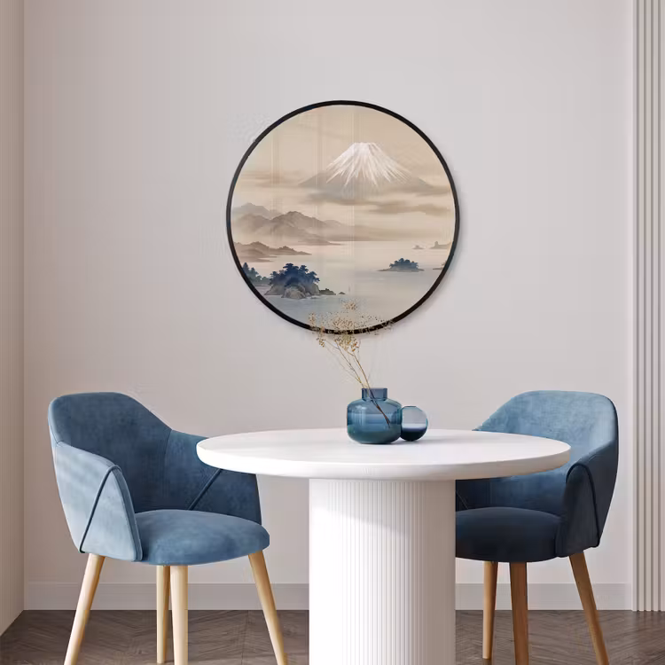 Ronde fotolijst - Japans - Landschap - Beige — 3