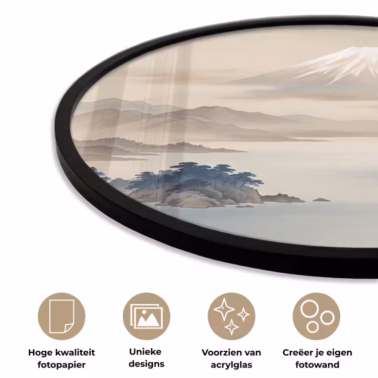Ronde fotolijst - Japans - Landschap - Beige — 5