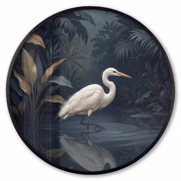 Ronde fotolijst - Reiger - Water - Natuur - Modern - Wit — 1