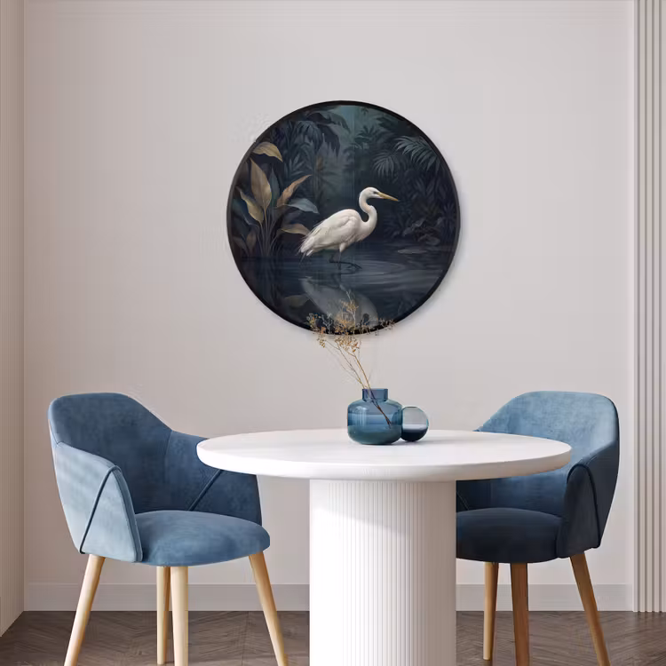 Ronde fotolijst - Reiger - Water - Natuur - Modern - Wit — 3