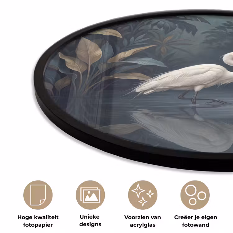 Ronde fotolijst - Reiger - Water - Natuur - Modern - Wit — 5