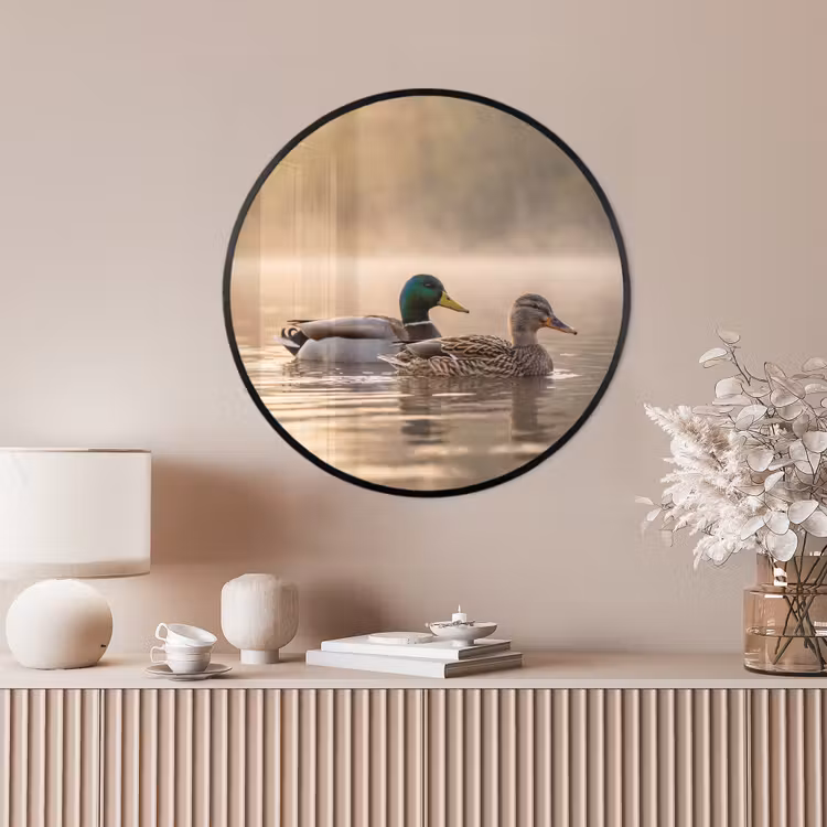 Ronde fotolijst - Eenden - Water - Mist - Natuur — 4