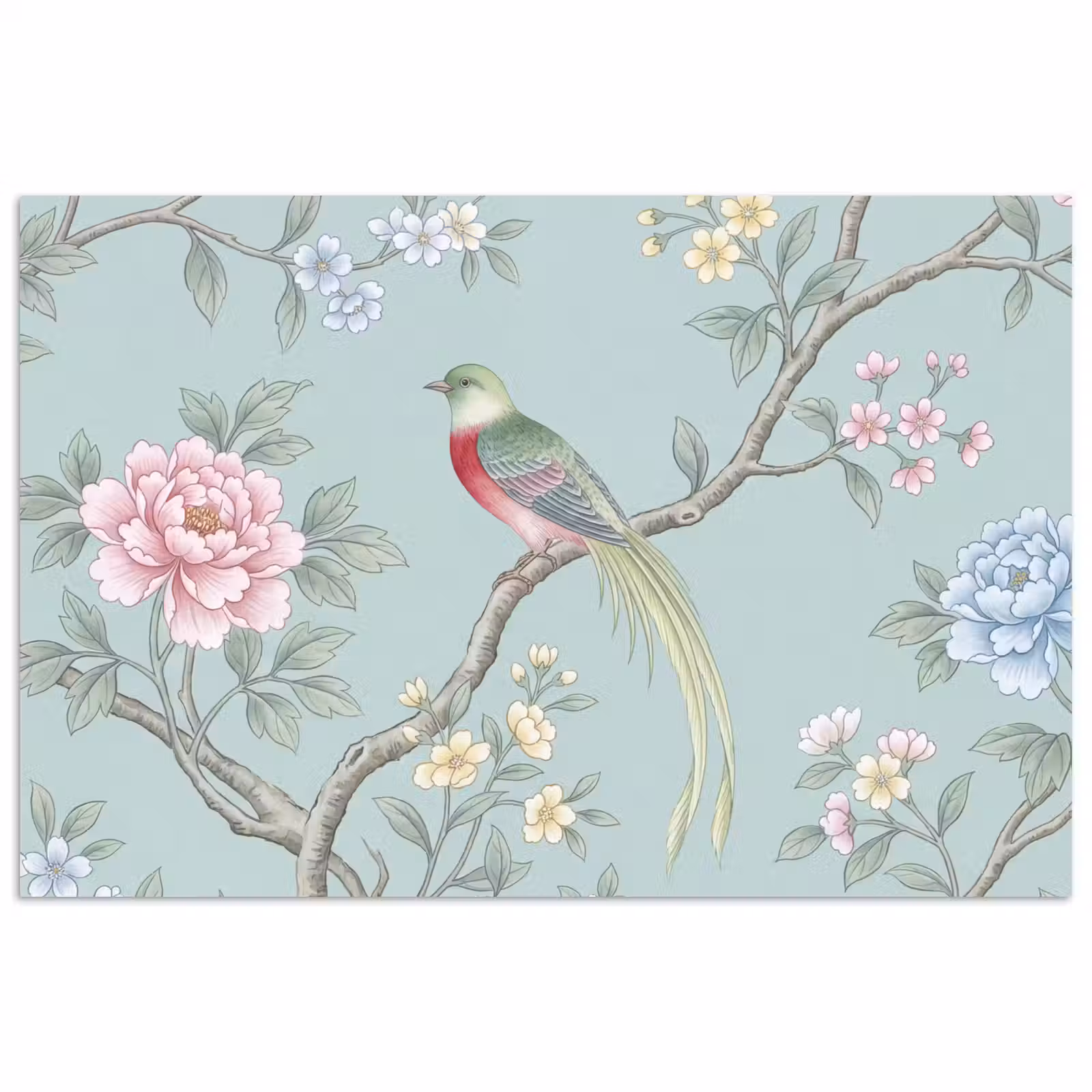 Poster - Vogel - Bloemen - Kleurrijk — 1