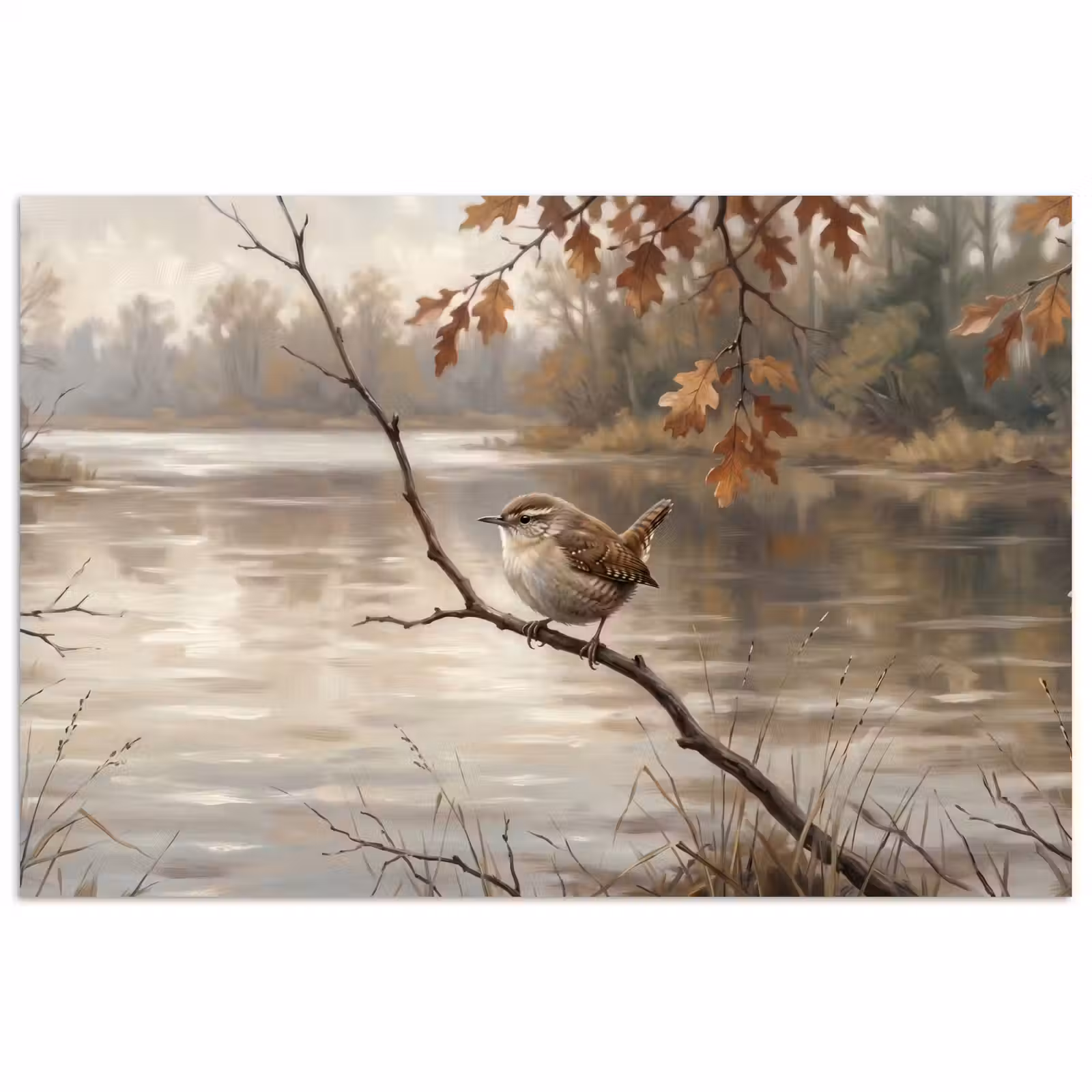 Poster - Winterkoninkje - Tak - Rivier - Natuur - Sfeervol — 1