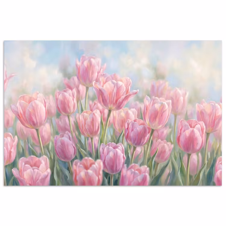 Poster - Tulpen - Veld - Lente - Roze — 1