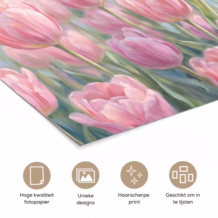 Poster - Tulpen - Veld - Lente - Roze — 5