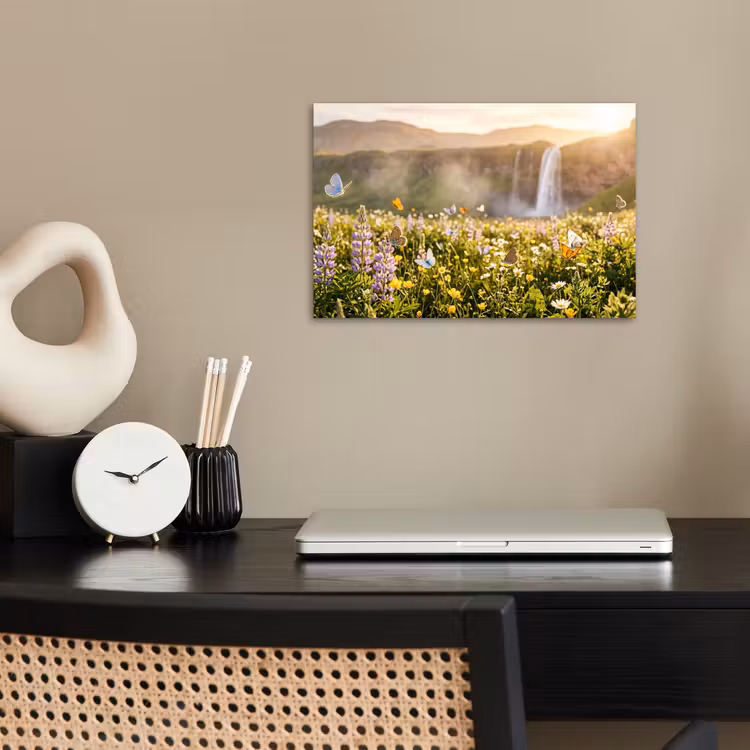 Poster - Vlinders - Waterval - Bloemenveld — 2