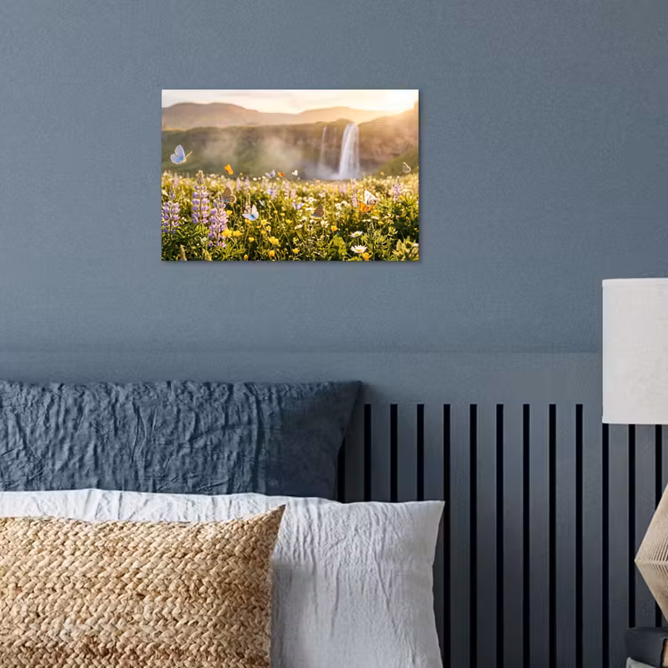 Poster - Vlinders - Waterval - Bloemenveld — 3