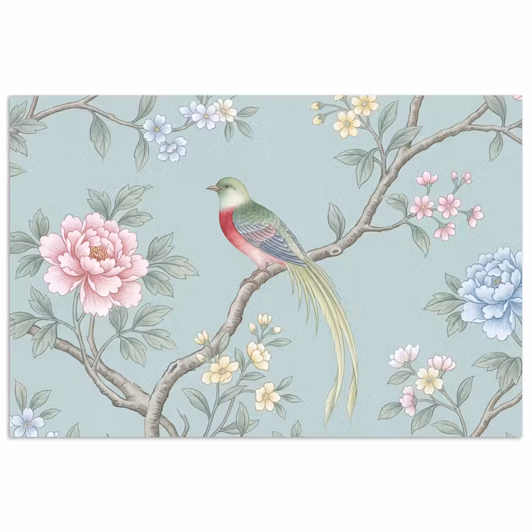 Poster - Vogel - Bloemen - Kleurrijk — 1