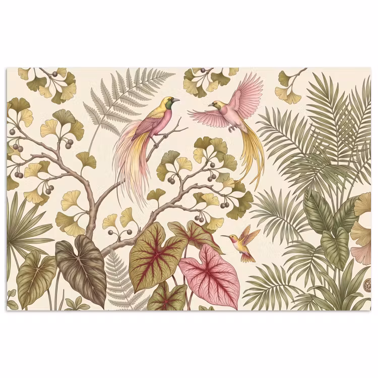 Poster - Vogels - Tropisch - Botanisch - Roze — 1