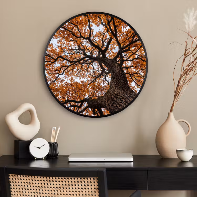 Ronde fotolijst - Boom - Bladerdak - Herfst - Oranje - Sfeervol — 2
