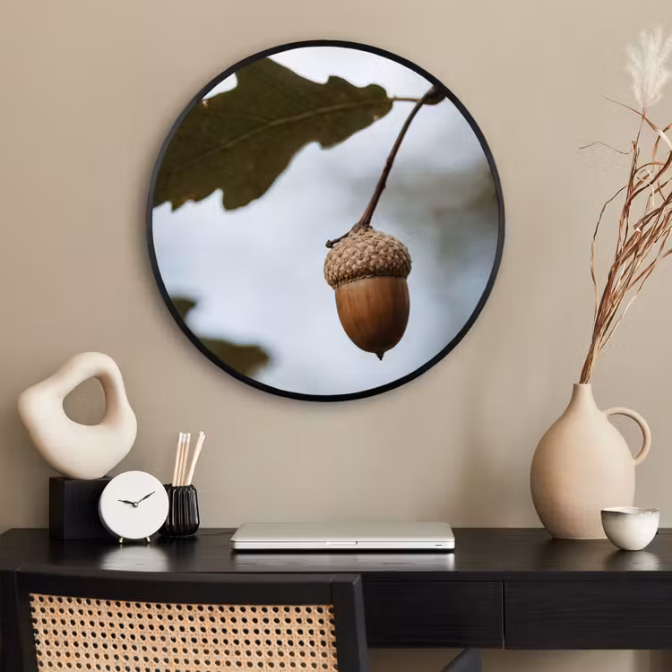 Ronde fotolijst - Eikel - Eikenblad - Bos - Herfst - Natuur — 2
