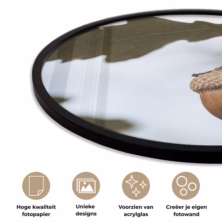 Ronde fotolijst - Eikel - Eikenblad - Bos - Herfst - Natuur — 5
