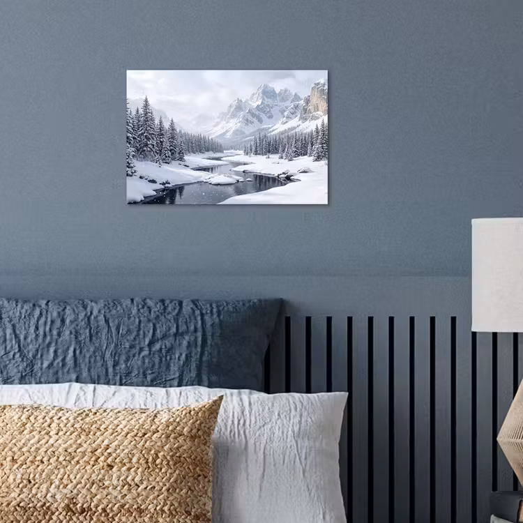 Poster - Sneeuwlandschap - Bergen - Rivier - Winter — 3