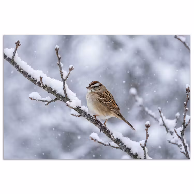 Poster - Vogel - Tak - Sneeuw - Winter — 1