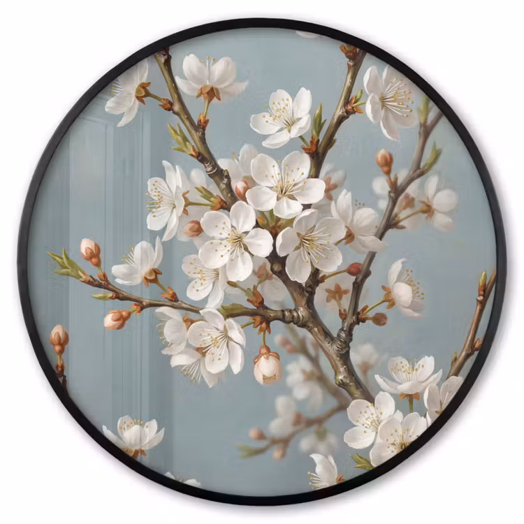 Ronde fotolijst - Botanisch - Stilleven - Blauw — 1