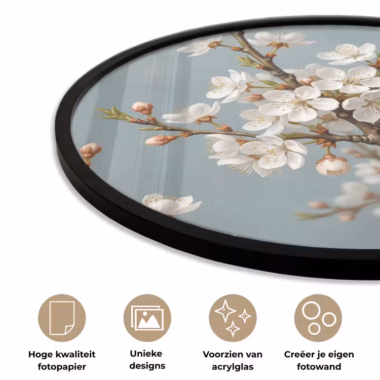 Ronde fotolijst - Botanisch - Stilleven - Blauw — 5