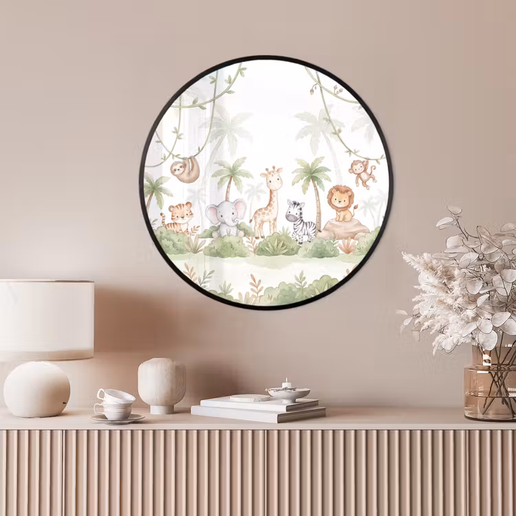 Ronde fotolijst - Dieren - Jungle - Pastel — 4