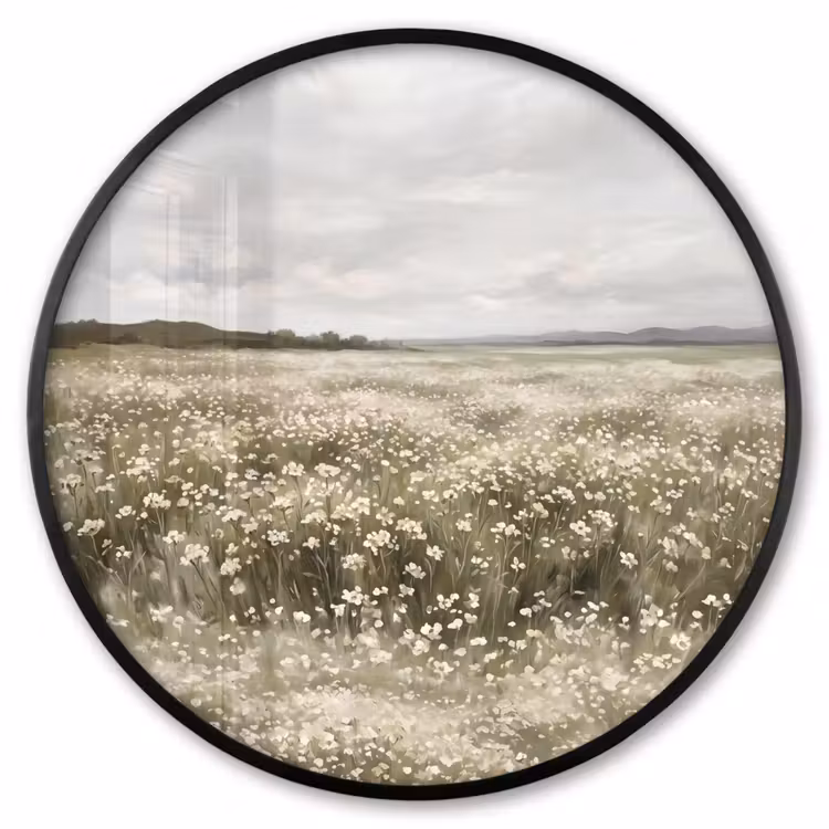 Ronde fotolijst - Illustratie - Landschap - Wit — 1