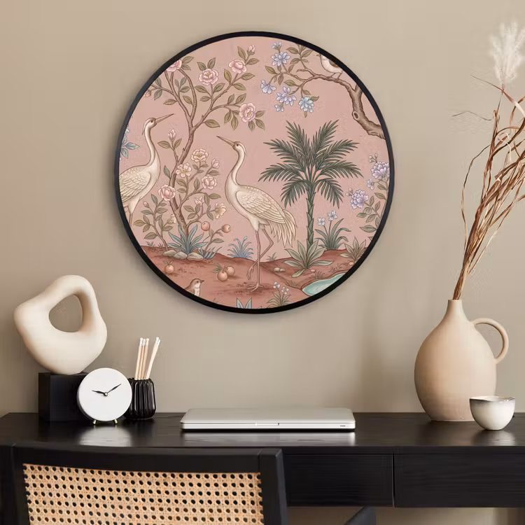 Ronde fotolijst - Nostalgisch - Reigers - Roze — 2