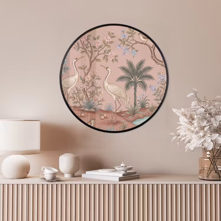 Ronde fotolijst - Nostalgisch - Reigers - Roze — 4