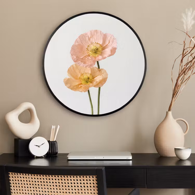 Ronde fotolijst - Papavers - Botanisch - Roze — 2