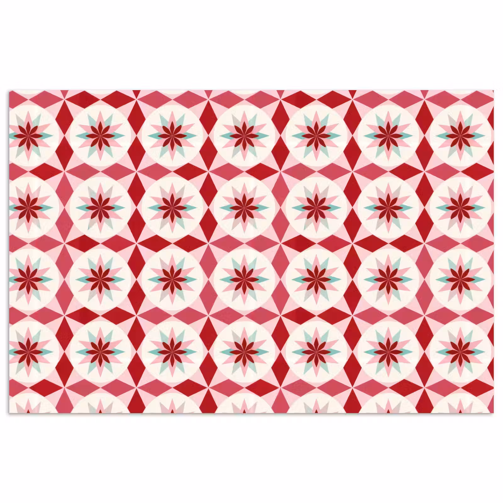 Poster - Tegelpatroon - Sterren - Retro - Roze - Mintgroen — 1