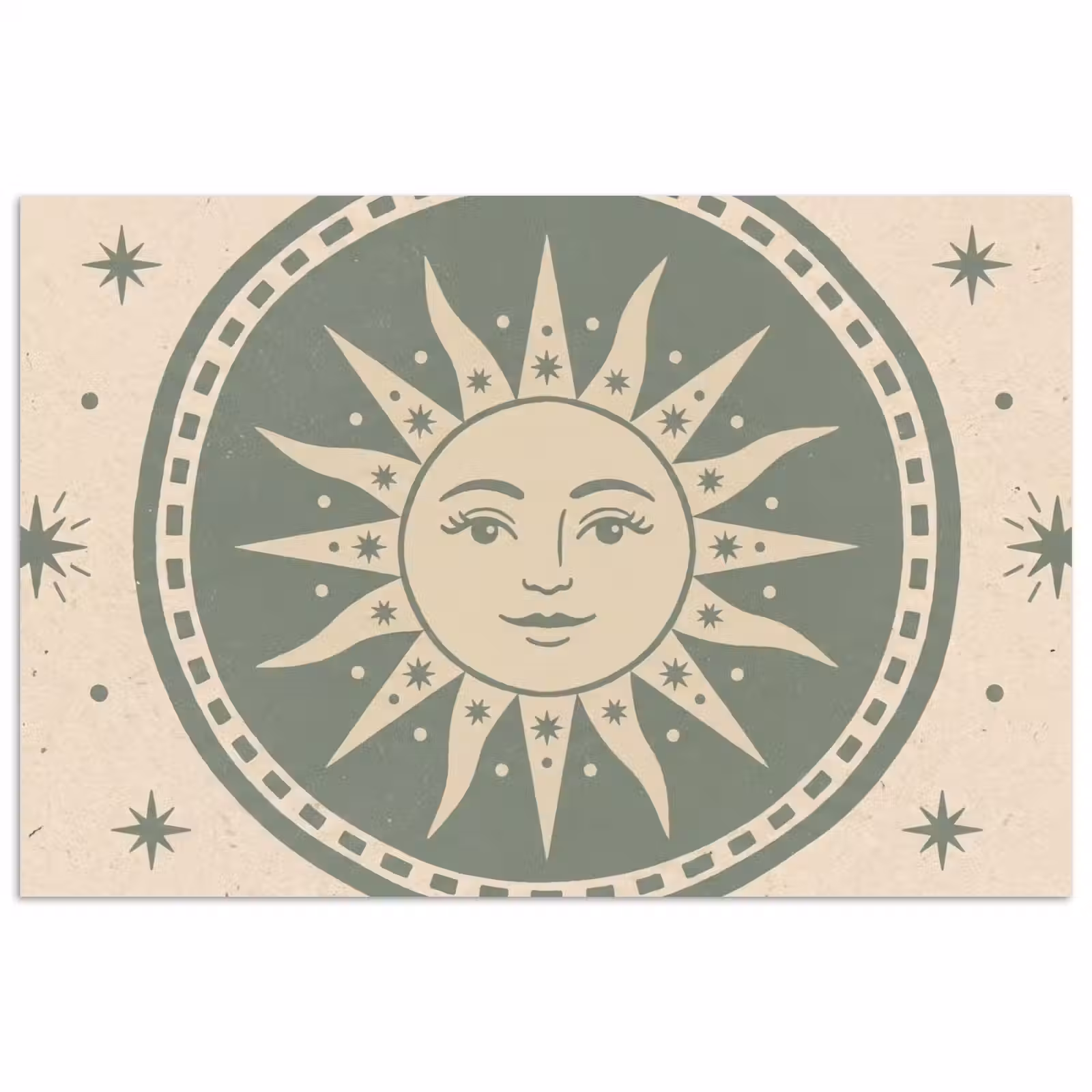 Poster - Zon - Sterren - Astrologie - Vintage - Groen — 1