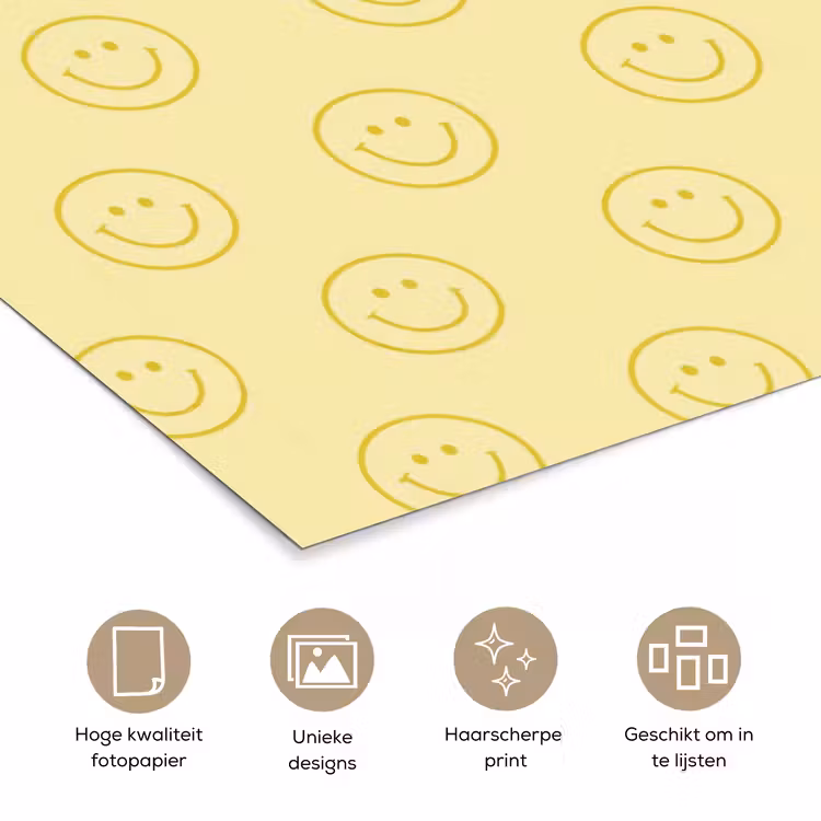 Poster - Smileys - Patroon - Retro - Zachtgeel — 5
